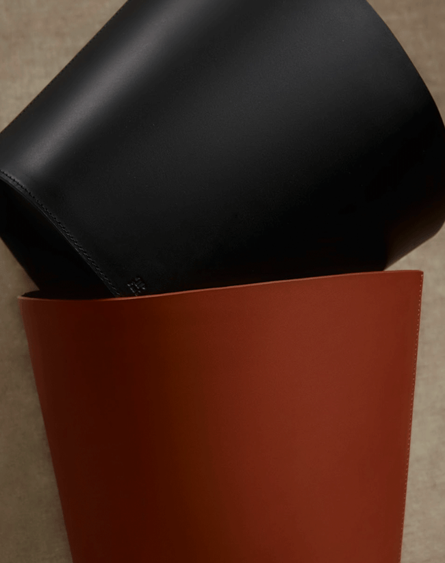 Small Leather Wastepaper Bin