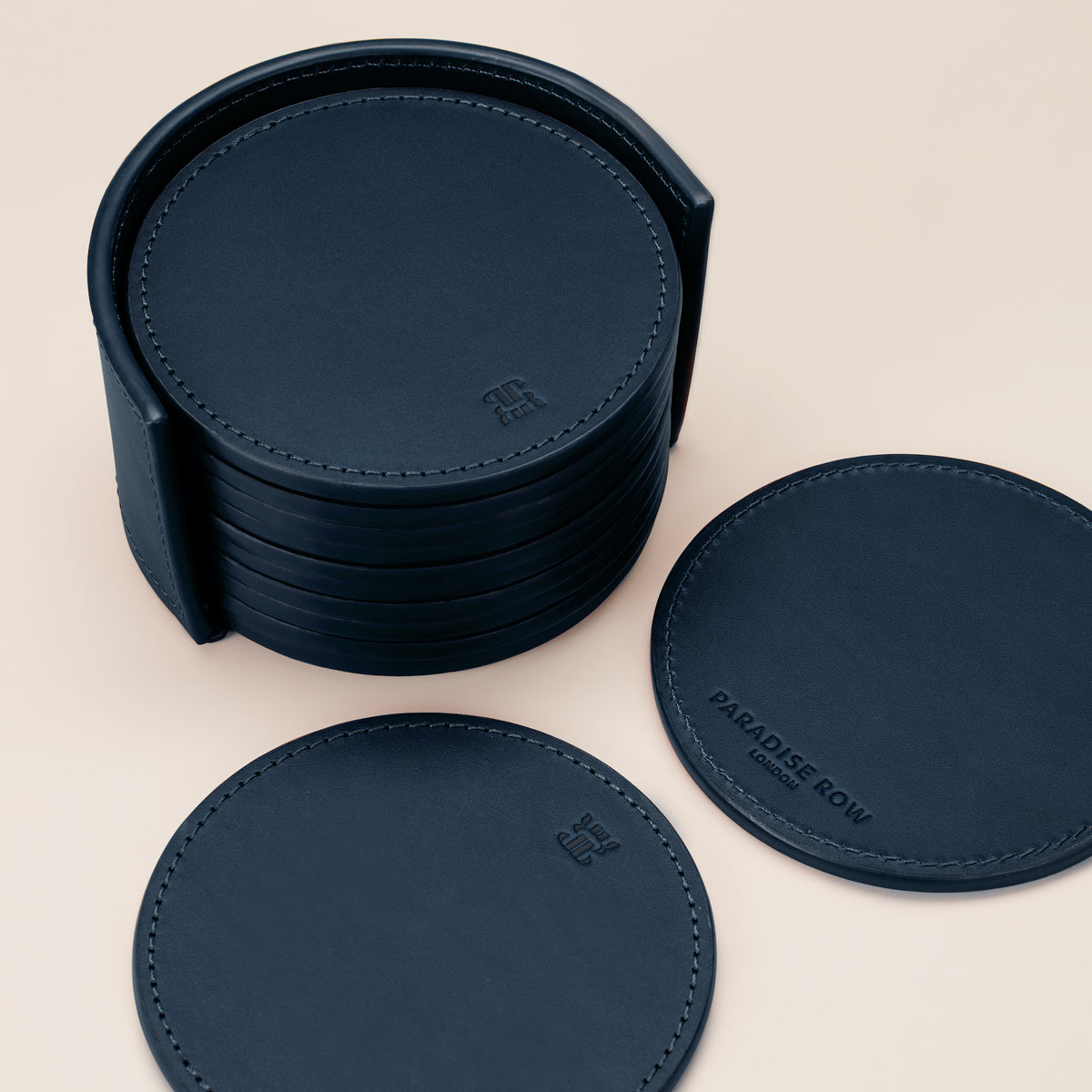 Desk Coasters With Holder Dacasso Rosewood & Leather Coaster Set